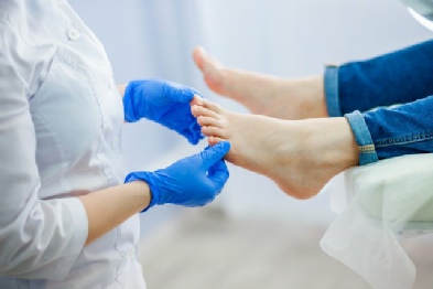 examining feet